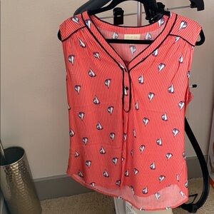 ModCloth tank orange and navy sailboat ⛵️ szL